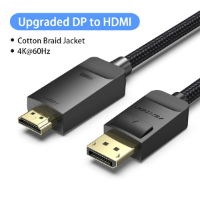 כבל תצוגה באורך 2מ' Vention DisplayPort to HDMI Cable 4K 60Hz