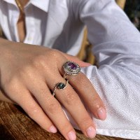 טבעת זהב דגם קליאופטרה|טבעת זהב מיוחדת עם אבן חן