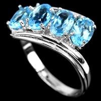 טבעת כסף משובצת טופז כחול RG2200 | טבעות כסף | תכשיטי כסף