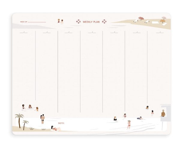 לוח תכנון שבועי מאוייר ואיכותי -חוף ים -  מבית היוצר Micush