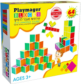 משחק מגנט והרכבה בתלת מימד Playmager פליימאגר 64 חלקים