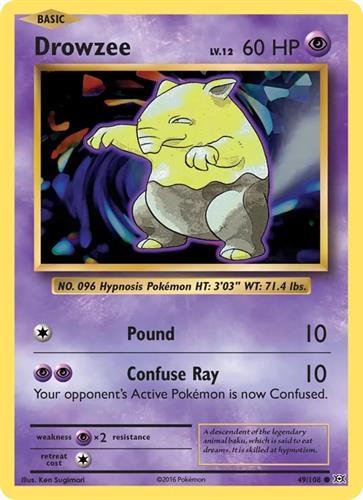 קלף בודד single פוקימון - drowzee - Evolutions - 49/108