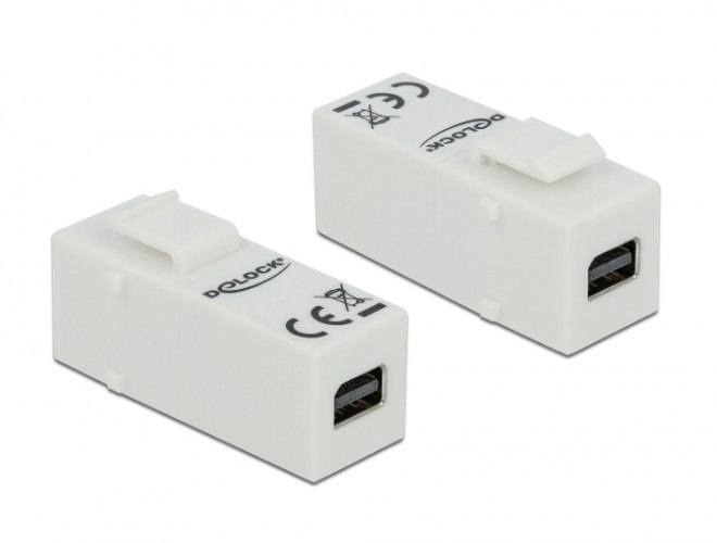 תקע קונקטור לבן Delock Keystone Module Mini DisplayPort 1.2 To Mini DisplayPort 1.2
