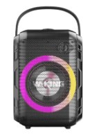 רמקול נייד עם מקרופון W-King T9S – רמקול שחור נייד עם תאורת לד צבעונית סביב הרמקול וידית נשיאה USB