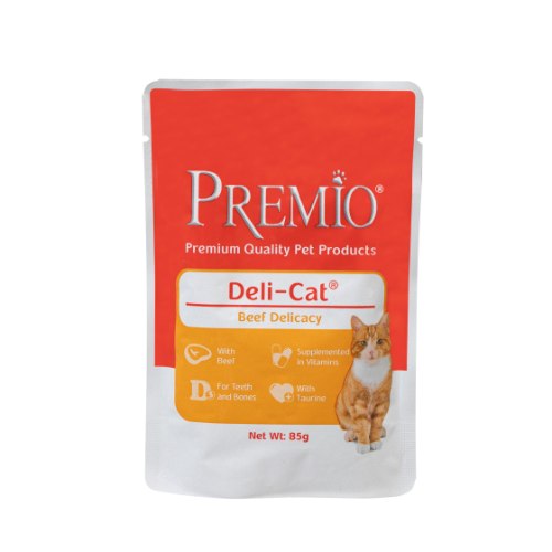 פאוץ' פרמיו לחתול בקר 85 גרם - DELI CAT PREMIO BEEF 85G