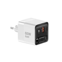 מטען קיר עם כבל נשלף צבע לבן Miracase MWC65RC – מטען לבן עם תקע אירופאי פנל כהה וכבל Type-C נשלף חוטי