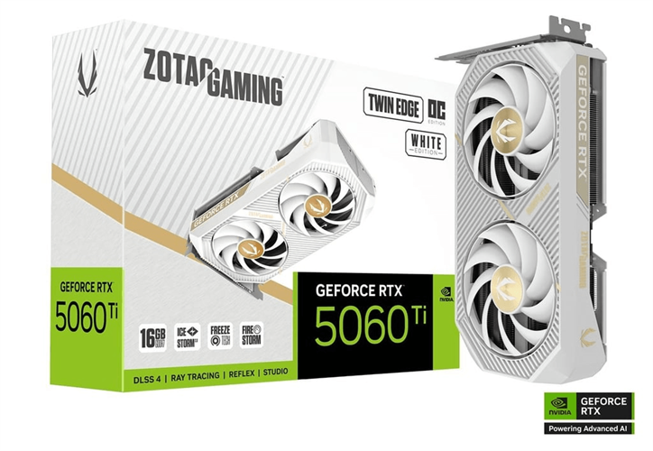 כרטיס מסך – ZOTAC GAMING GeForce RTX 5060 Ti 16GB Twin Edge OC White Edition