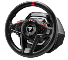 הגה מירוצים עם דוושות Thrustmaster T128 Force Feedback Xbox/PC – פריט בודד הגה שחור עם כפתורים צבעוניים ופס אדום