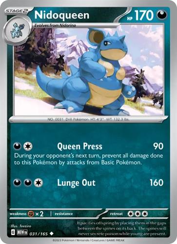 קלף בודד single פוקימון - nidoqueen - 151 - 031/165