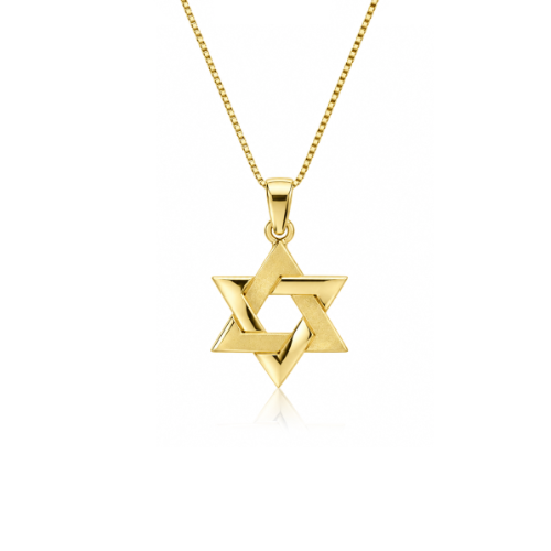שרשרת ותליון מגן דוד לגבר זהב 14 קראט