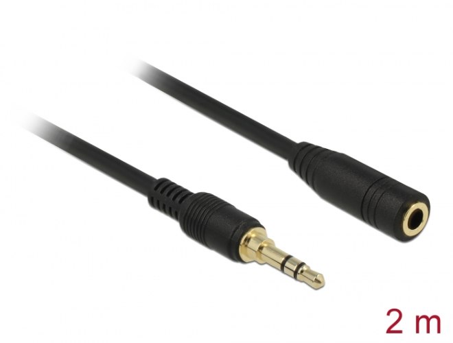 כבל מאריך אודיו Delock Stereo Jack Extension Cable 3.5 mm 3 Pin male to female 2 m