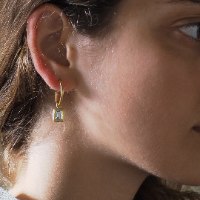 Aquamarine Rectangle Earrings