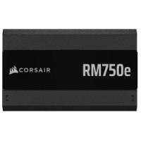 ספק כוח Corsair RM750e RMe Series Fully Modular 750W – שם המוצר המלא ספק כוח שחור פריט בודד המציג את לוגו CORSAIR