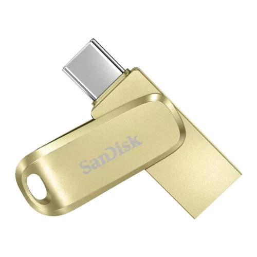זיכרון נייד USB און-קי SanDisk Ultra Dual Drive Luxe 128GB עם USB-C בצבע זהב סנדיסק