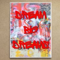 "Red Dream Graffiti" תמונת קנבס גרפיטי עם משפוט השראה אדום | הדפס מתוח מוכן לתליה - ניתן למסגר בחינם