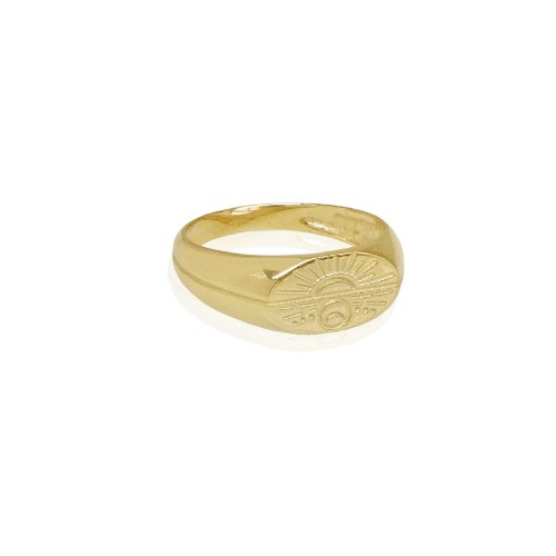 טבעת זהב חותם שמש וירח מיוחדת