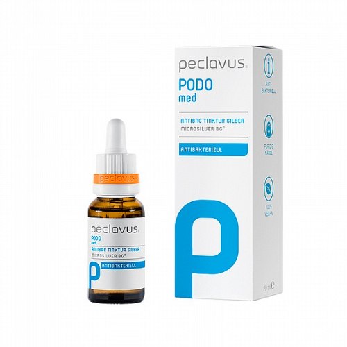 תמיסה אנטי בקטריאלית עם מיקרו-חלקיקי כסף PECLAVUS PODOmed AntiBAC Tinktur Silber
