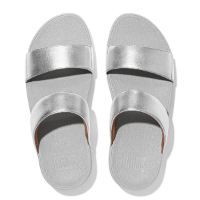 FITFLOP | פיטפלופ - Fitflop Lulu Leather Slides Silver פיט פלופ כפכפי נשים כסוף