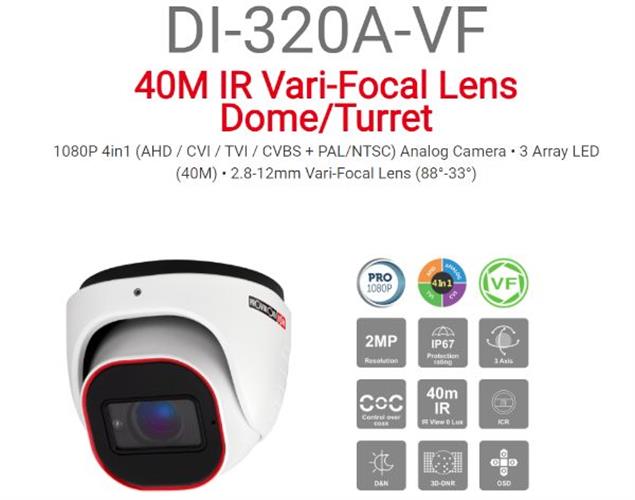 מצלמת כיפה Provision AHD DI-320A-VF 2MP Vari-Focal 40M IR