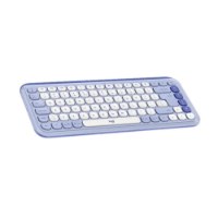 מקלדת אלחוטית צבע לילך Logitech Pop Icon Keys – פריט בודד בצבע לילך עם מקשים לבנים וסגולים על רקע לבן