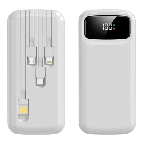 פאוור בנק סוללת גיבוי 20,000mAh הכולל 4 כבלים נשלפים וצג דיגיטלי