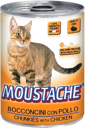 שימורים לחתולים moustache בטעם עוף 400 גרם