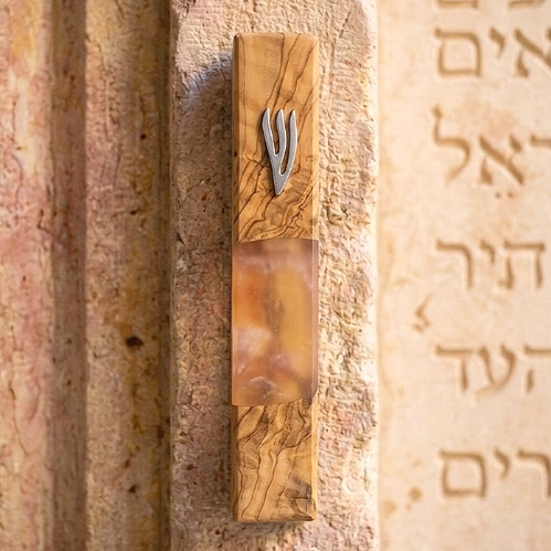 Transparent Mezuzah Case, 15 cm in size.