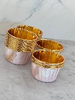עטרות קאפקייק לאפייה קטן - זהב מטאלי עם ורוד שיש