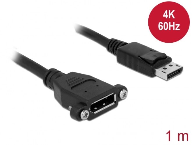 כבל לפאנל Delock DisplayPort 1.2 Extension cable Panel-mount  4K 60 Hz 1 m