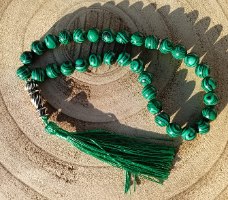 מסבחת אבן חן אילת / מלאכית (Malachite) ירוקה – 33 חרוזים