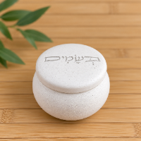כלי לבשמים עגול מבטון פולימרי – כולל ציפורן