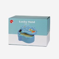 נר בקופסת קרמיקה חמסה צבעונית Lucky Hand – כחול - מארז לא מושלם