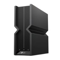 נתב Tp-Link Archer BE700 BE15000 Wi-Fi 7 – נתב שחור בודד עם פאנל קדמי מחורר ופס נורות לבנות