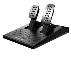 הגה מירוצים עם דוושות Turtle Beach VelocityONE Race Kd3 Xbox/PC – סט דוושות שחור עם שתי דוושות כסופות מונח על רקע לבן