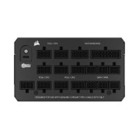 ספק כוח Corsair HX1200I 1200W Platinum Fully Modular – פאנל החיבורים המודולרי של ספק הכוח נראה מקרוב עם שקעים המסומנים