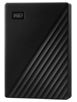 כונן קשיח חיצוני צבע שחור Western Digital My Passport 4TB – פריט בודד בצבע שחור עם לוגו WD ודוגמת פסים אלכסוניים בולטת