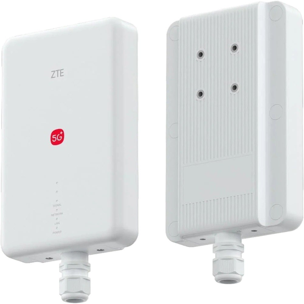 נתב Zte G5 Plus MC7500 – 4K שני מבטים של הנתב החיצוני הלבן פריט בודד מציגים את חלקו הקדמי