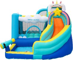 מתקן מתנפח עם מגלשה חד קרן דגם  W73056T מבית Doctor Dolphin
