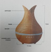 דיפיוזר לשמנים ארומתרפיים בעיצוב אגרטל - עם תאורה וטיימר