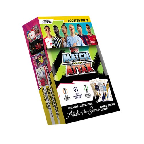 מאץ' אטקס קופסת פח מיני - קלפים ליגת האלופות 2024 ירוק - MATCH ATTAX