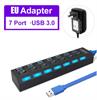 מתג 7 יציאות - מתג 4/7 יציאות חיבור USB3.0 עם ספק כוח