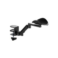 תומך זרוע ארגונומי Keisar ArmPad – תומך זרוע שחור יחיד עם זרוע מתכווננת ומלחציים על רקע לבן