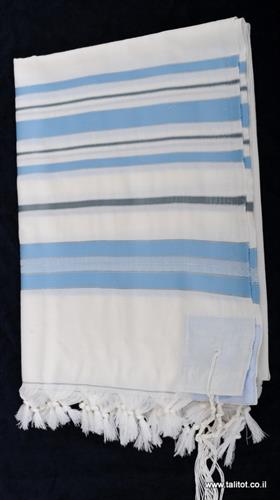 טלית גדול מצמר דגם "חרמון" /תכלת