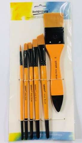 סט 5 מכחולים+מברשת
