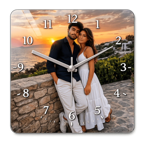 שעון קיר מרובע עם תמונה אישית – מידה 33*33