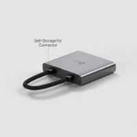 רכזת Tp-Link UH3020C USB Type-C 3-IN-1 Hub – רכזת USB אפורה עם כבל קלוע שחור באחסון עצמי