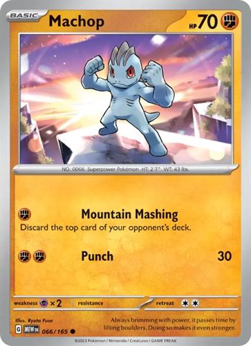 קלף בודד single פוקימון - machop - 151 - 066/165