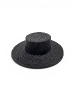 כובע רחב שוליים בצבע שחור  - black boater - MELANIA TRUMP INAUGURATION HAT