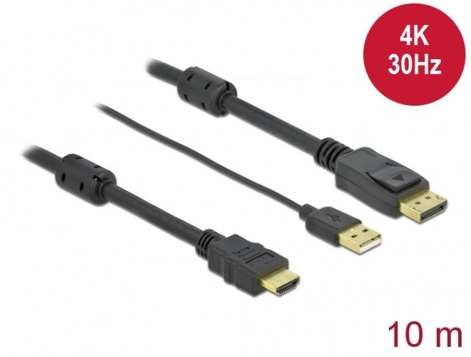 כבל מסך Delock HDMI to DisplayPort 1.2 Cable 4K 30 Hz 10 m
