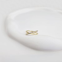 טבעת איקס יהלומים בזהב 14 קאראט